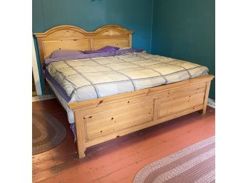 Pine King Size Bed With Bedding