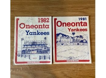 Oneonta Yankees Baseball Programs 1981 1982 Autographs