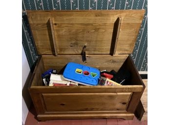 Wooden Storage Chest Full Of Toys