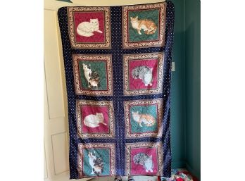 Quilted Cat Themed Throw Blanket