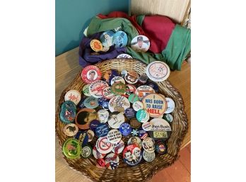 Collection Of Pinback Buttons And More Baseball, Politics