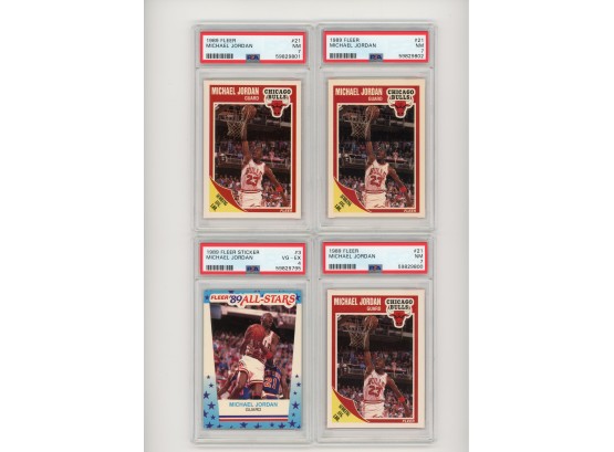 1989 Fleer Basketball Michael Jordan PSA Graded Lot ( 4 Cards )