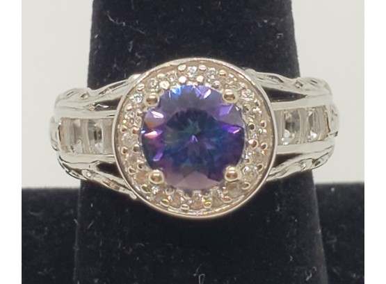 Blue Petalite Multi Gemstone Ring In Platinum Over Sterling