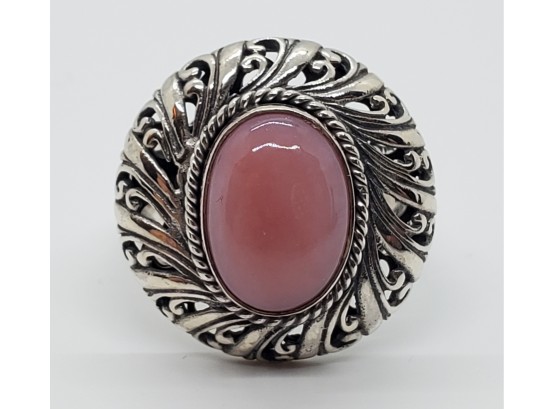Bali Pink Opal Ring In Sterling Silver