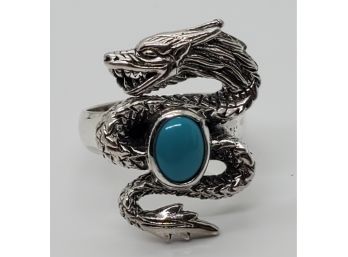 Bali Natural Sleeping Beauty Turquoise Dragon Ring In Sterling
