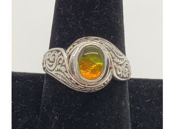 Bali Canadian Ammolite Ring In Sterling