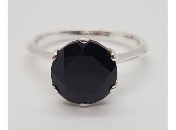 Natural Thai Black Spinel Ring In Sterling Silver