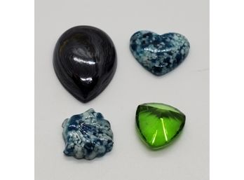 Loose Gems - Tiger Iron, Chartreuse Quartz Trillion & White Howlite Lapis
