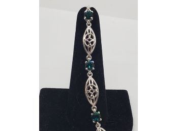 Emerald Swarovski Crystal Sterling Silver Bracelet