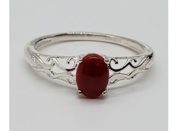 Beautiful Coral Ring In Sterling Silver