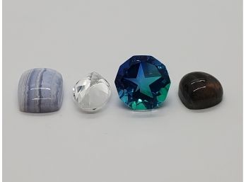 Loose Gems - Blue Lace Agate, Crystal Oval, Indian Ocean Quartz & Fire Labradorite Heart