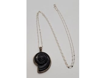 Constituted Shungite Pendant Necklace In Sterling