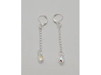 Sterling Silver Drop Earrings Made With Swarovski Crystals