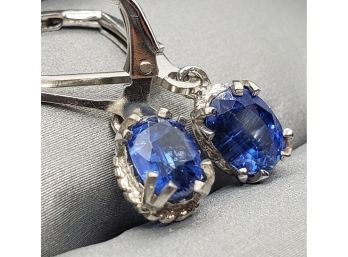 Blue Kyanite, Rhodium Over Sterling Earrings