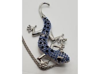 Blue Austrian Crystal Lizard Pendant
