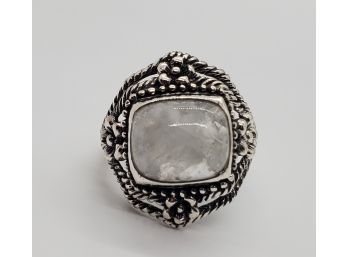 Bali Rainbow Moonstone Ring In Sterling Silver