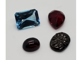Loose Gems- Aqua Nano Octagon, Red Triplet Quartz, Silver Shungite & Red Garnet