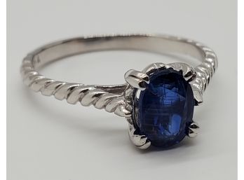 Blue Kyanite, Rhodium Over Sterling Ring