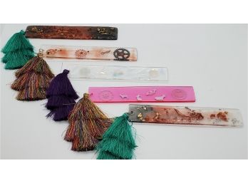 Lot Of 5 Handmade Resin Bookmarks With Tassels