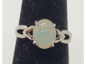 Ethiopian Opal Ring In Platinum Over Sterling