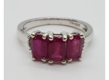 Ruby And Diamond Ring In Platinum Over Sterling