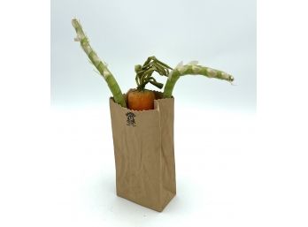 Vintage Michael Harvey Paper Bag Vase With Stuffed Vegetables