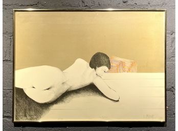 Vintage Lithograph Of Reclining Woman Titled Gynecee Numbered And Signed