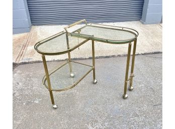 Mid Century Italian Brass And Glass Expandable Bar Cart