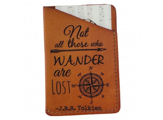Leather Slim Wallet With Tolkien Quote