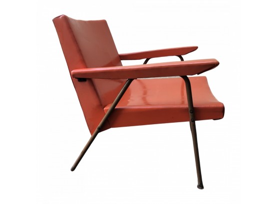 Mid Century Orange Vinyl Chair - Fair Condition