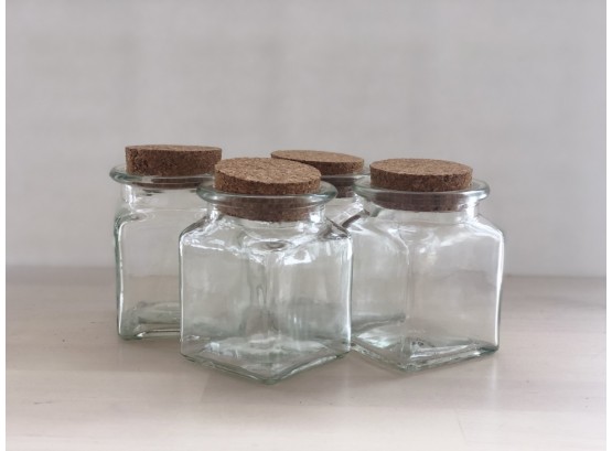 Lot Of Four Glass Pantry Storage Jars With Lids