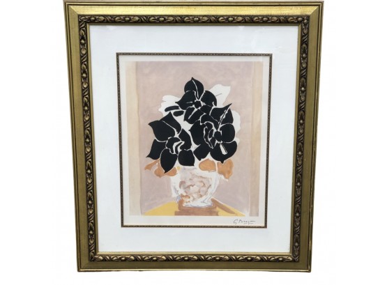 Large Beautiful Abstract Floral Print - Framed Gold