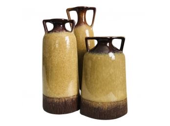Three Beautiful Coffee Colored Ceramic Vases