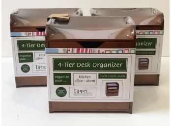 Lot Of THREE - Lipper International Bamboo 4 Tier Desk Organizer - New Never Used