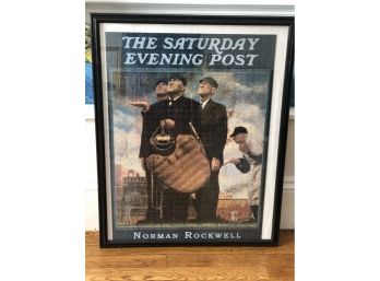 Norman Rockwell Baseball Umpire Puzzle Framed -