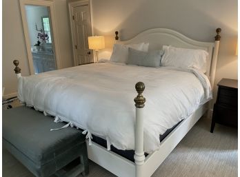 Hardwood California King Bed Frame With Brass Accents