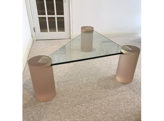 Unique Lucite Triangular Shaped Cocktail Table