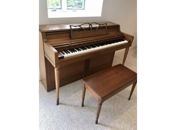 WURLITZER SPINET Upright Piano, Bench And Sheet Music