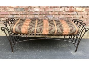 Heavy Duty Wrought Iron Bench With Plush Cushion