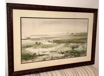 Custom Framed And Matted PETER CLARKE  Landscape Watercolor