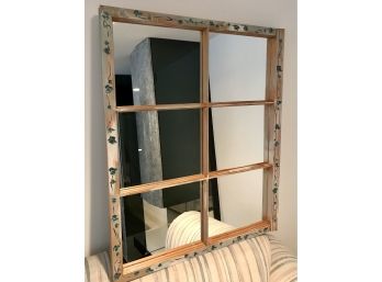 Hand Painted Mirror In Windowpane With Ivy Motif