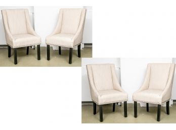 Set Of Four Safavieh Morris Sloping Arm Dining Chairs In Beige