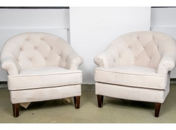 Pair Of Cream Velvet Silvan Club Chairs (Set 2)