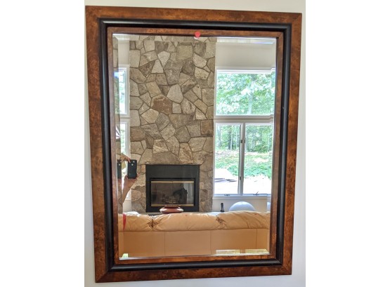 Rectangular Burl Wood Two Tone Mirror That Matches The Demilune Console By Century Furniture