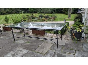 Rectangle Wrought Iron Base And Glass Table Top - Seats 8 Comfortably Pick Up In Wilton