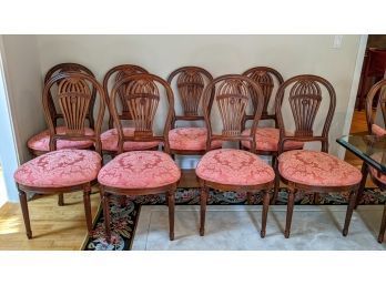10 High End Dining-Room  Balloon ShapedChairs - 2 With Arms, And A Balloon Shaped Back Design,  Good Condition