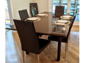 Sleek Chocolate Laminated Expandable Dining Table In Great Condition! (Dining Chairs Sold Separately)