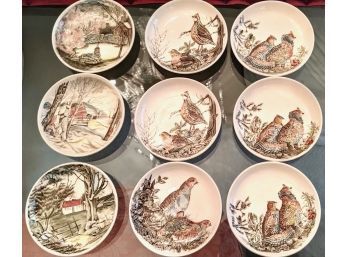 Vintage Johnson Brothers Game Birds Collection Of 9 Small Plates Decorative Hand Painted Plates