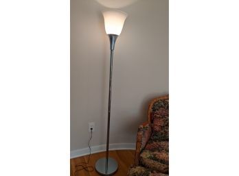 Tall Floor Lamp, Silver Base & Translucent White Shade