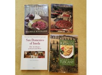 Culinary Chef's Collection Of 4 Hardcover Cookbooks Of Italy, Includes Food From Tuscany And Sicily